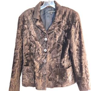 New Frontier Women's Blazer 8 Faux Fur Heavy Suit Coat Sz S Small